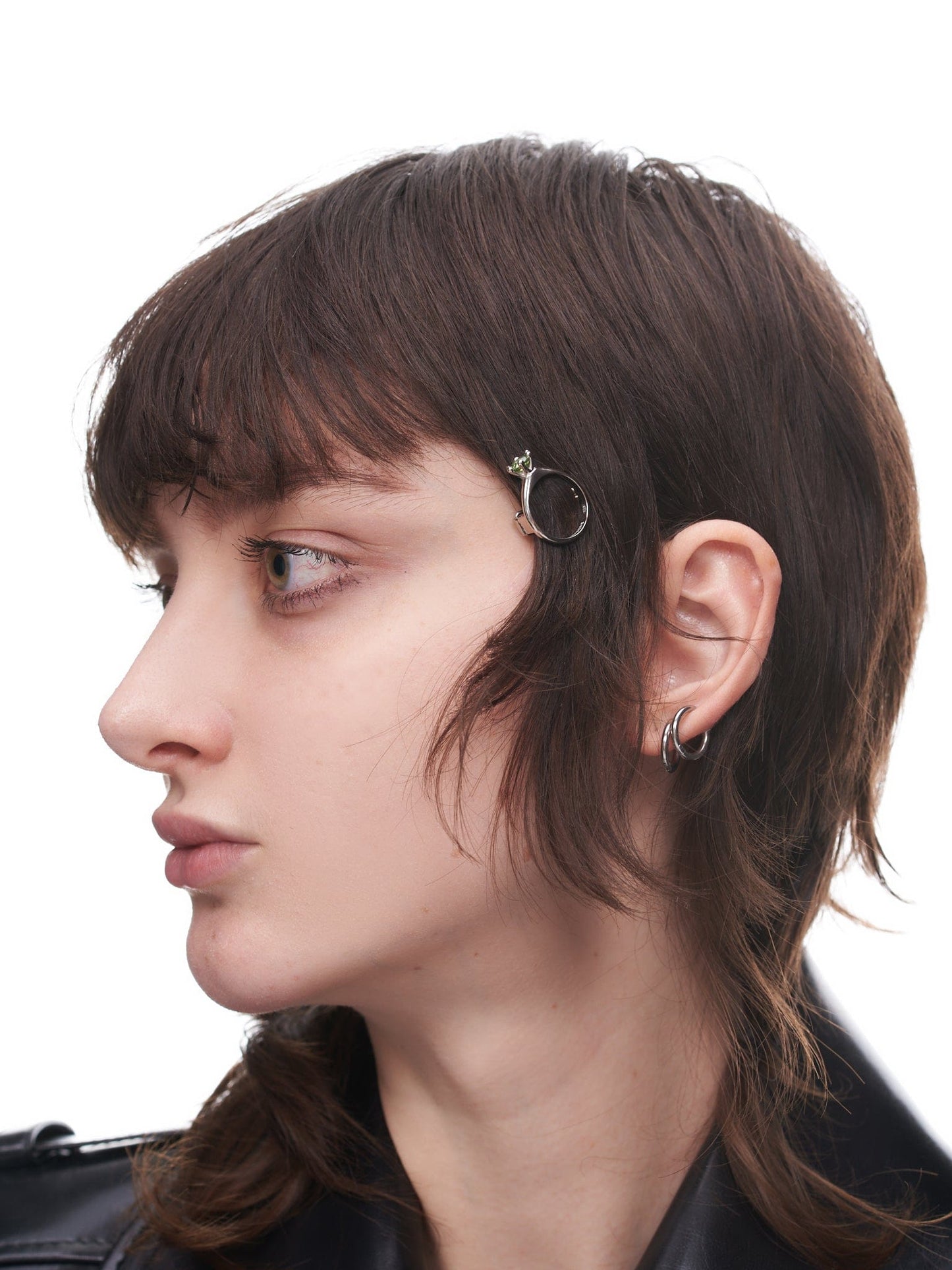 Silver Green Solitaire Ring Hair Clip-D’heygere-APOC STORE