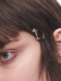 Silver Green Solitaire Ring Hair Clip-D’heygere-APOC STORE