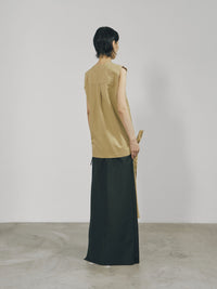 Khaki Cotton Wrap Sleeveless Top-arc us arkus-APOC STORE