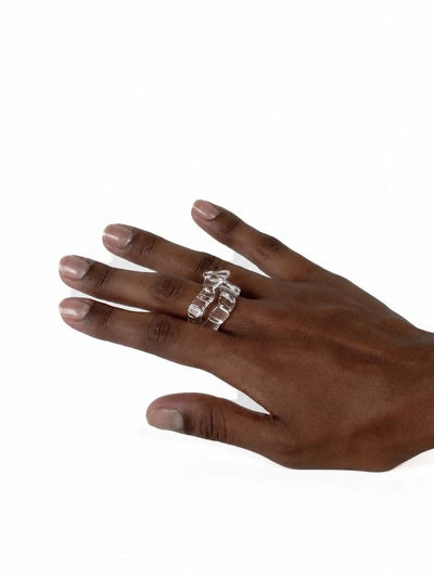 Textured Stacking Glass Rings 0124-Rain and Rivers-APOC STORE