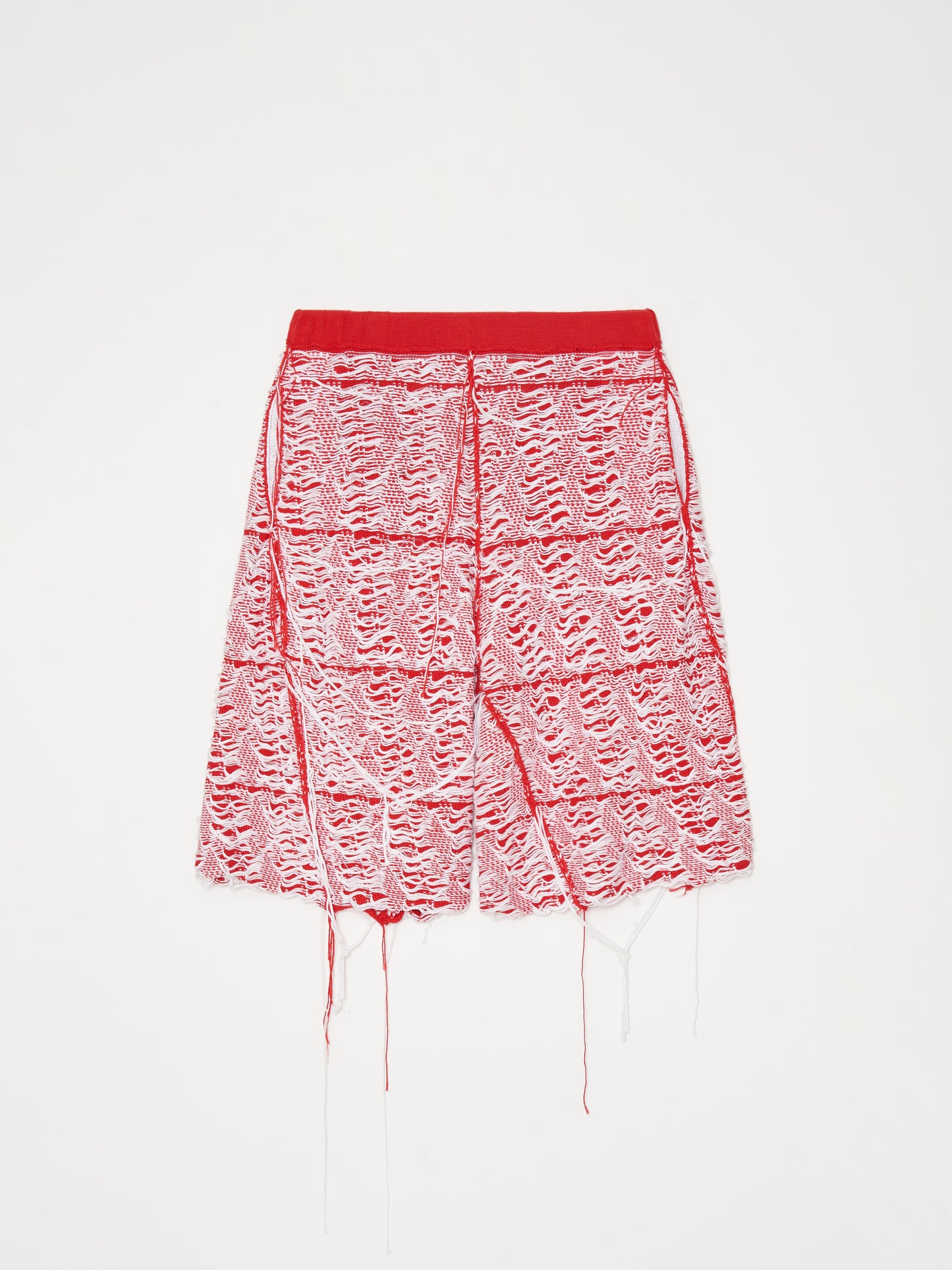 Error Knitted Shorts 001 - Red-Taekh-APOC STORE