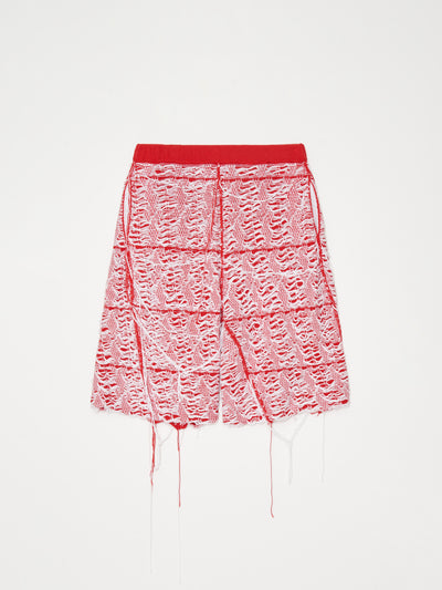 Error Knitted Shorts 001 - Red-Taekh-APOC STORE