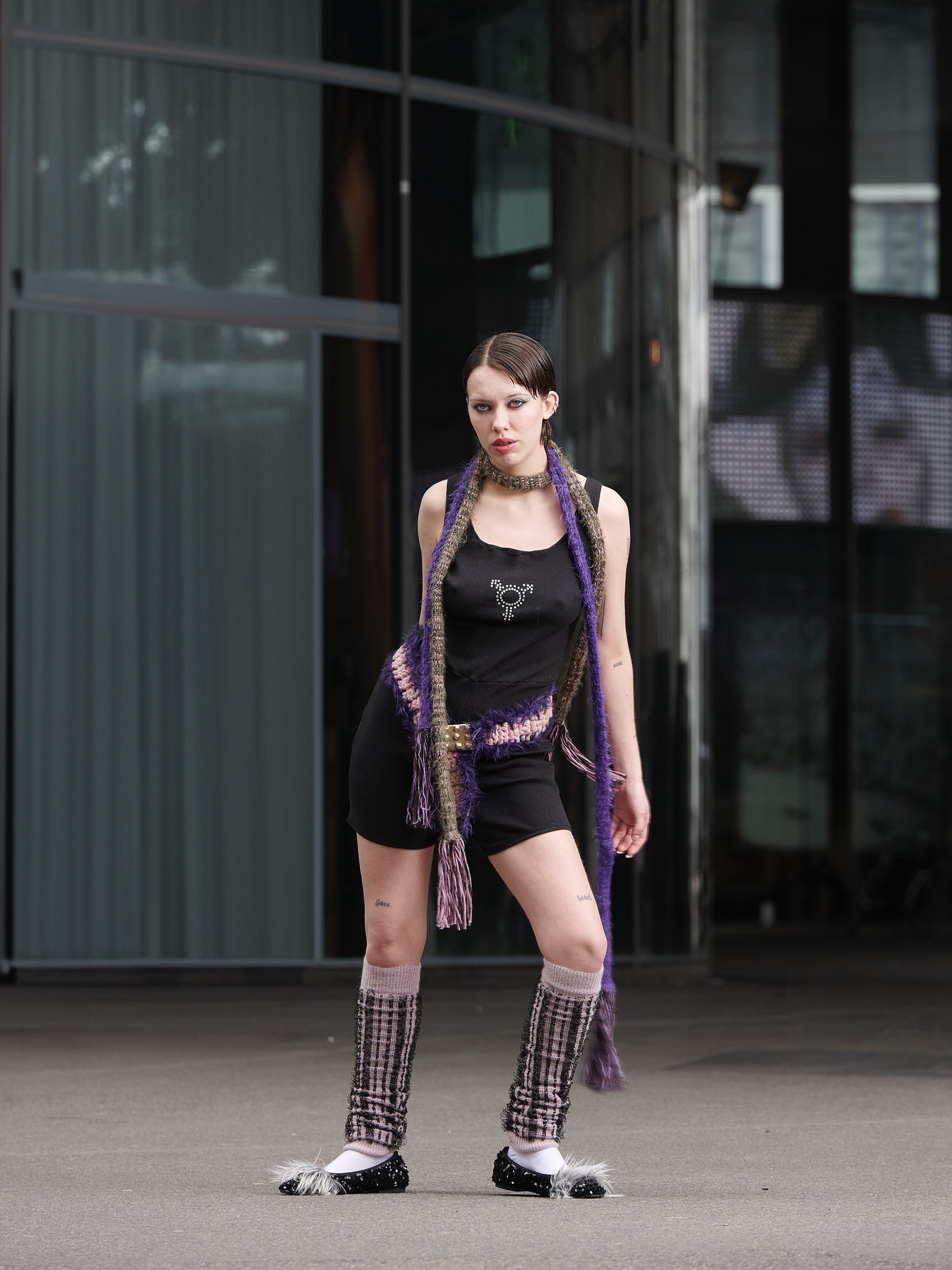 Scarf hairy purple/rose-TATi-APOC STORE