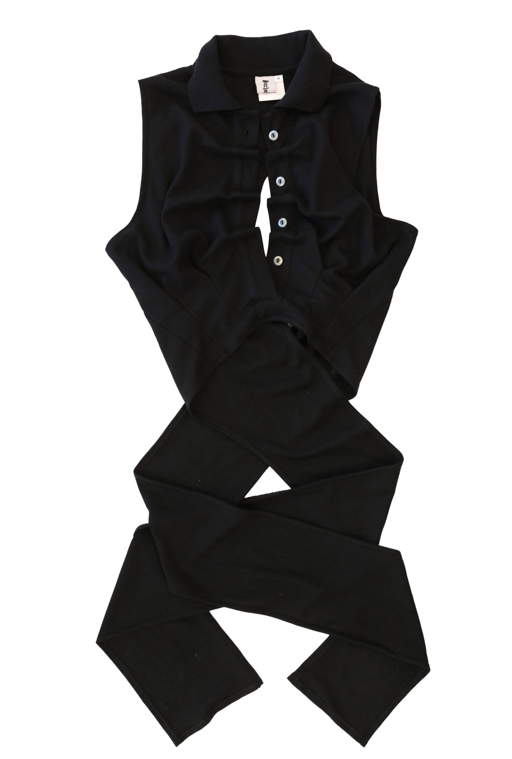 Backless Polo Shirt - Black-Karlaidlaw-APOC STORE