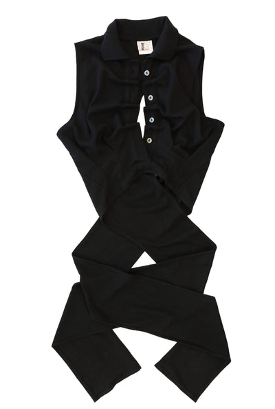 Backless Polo Shirt - Black-Karlaidlaw-APOC STORE