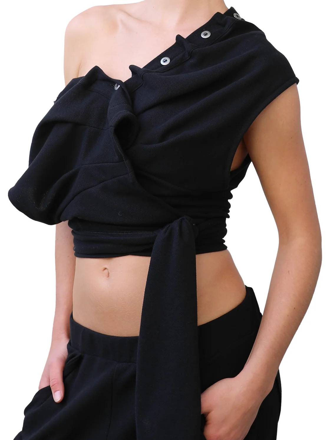 Backless Polo Shirt - Black-Karlaidlaw-APOC STORE