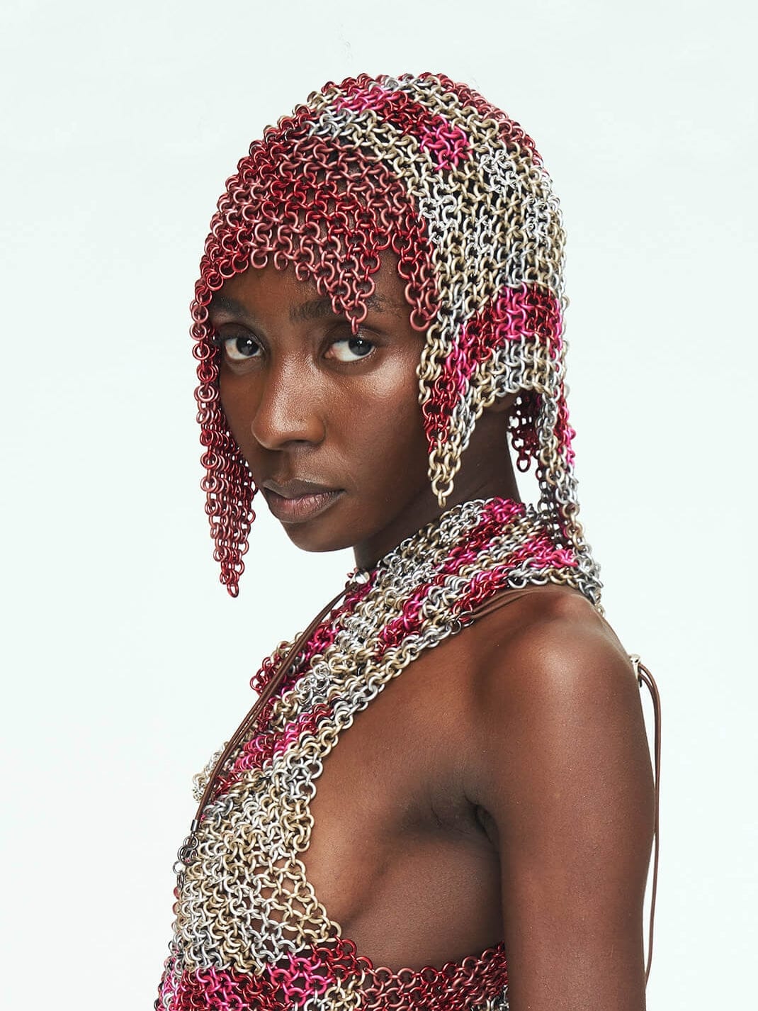 Fita Red + Pink Long Fringe Headpiece-JALACONDA-APOC STORE