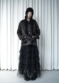 TULLE TIERED LONG SKIRT - BLACK-SAENGIN STUDIOS-APOC STORE