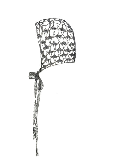 Crochet lace metallic bonnet - Silver-Raquel de Carvalho-APOC STORE