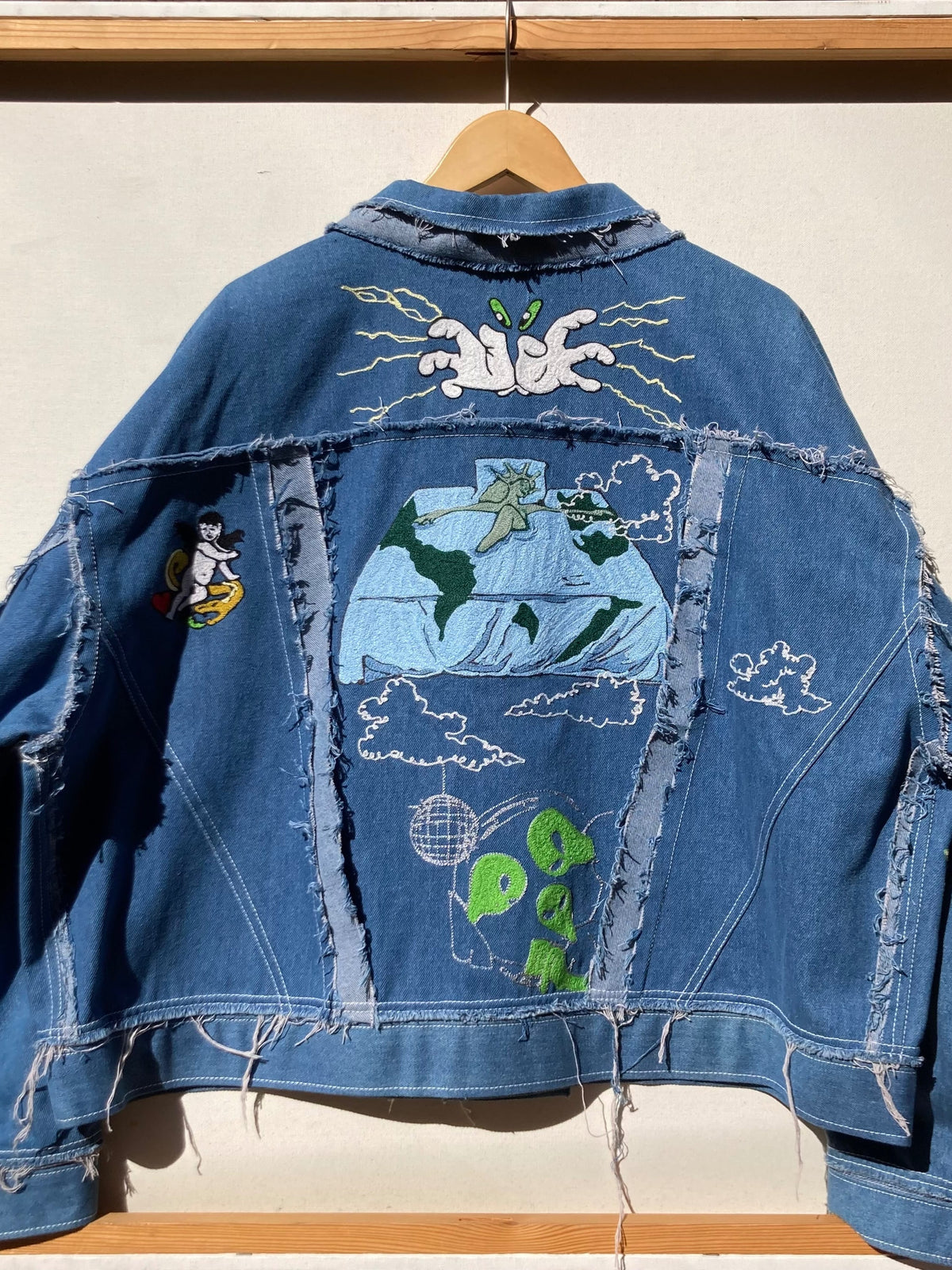 Daydream: Handmade Chainstitch Deconstructed Denim Jacket-Jetpack Hom(m)e-APOC STORE