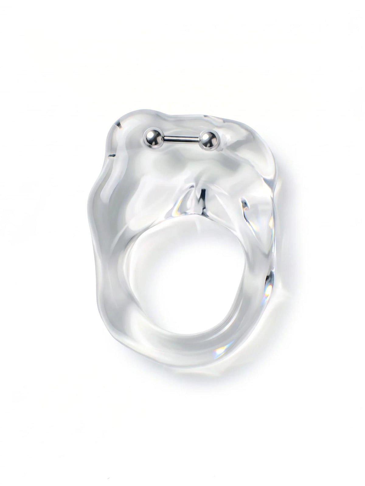 Brutalist Pierced Glass Ring 0117-Rain and Rivers-APOC STORE