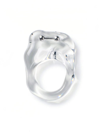 Brutalist Pierced Glass Ring 0117-Rain and Rivers-APOC STORE