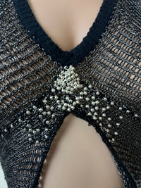 Black/Silver Knit Halter Top - XS-Sania Parvez-APOC STORE