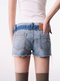 TRI-RIB Fold-Over Waist Denim Shorts-TRINITE Studio-APOC STORE