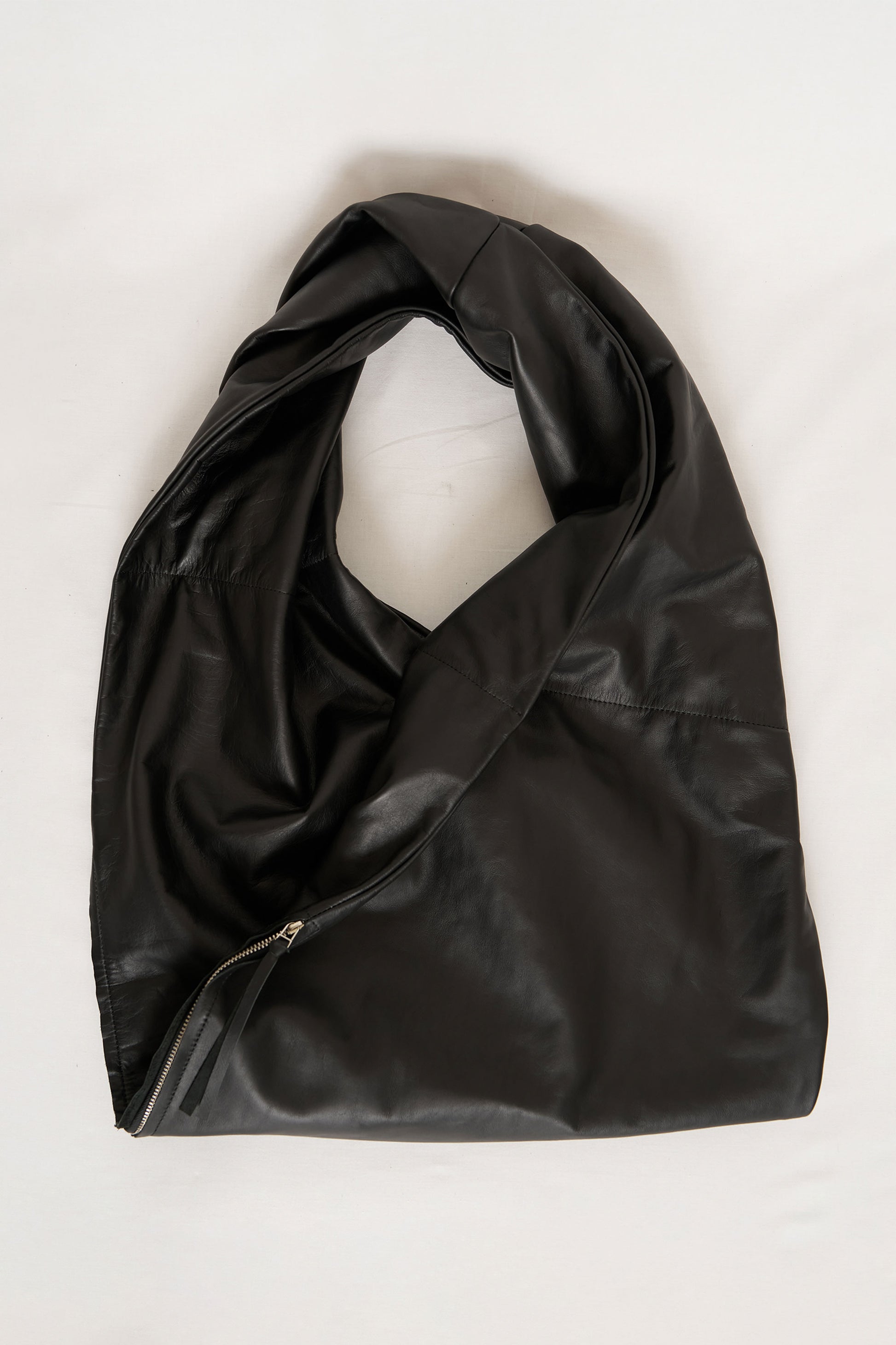 Black Leather Twist Scarf Bag-arc us arkus-APOC STORE