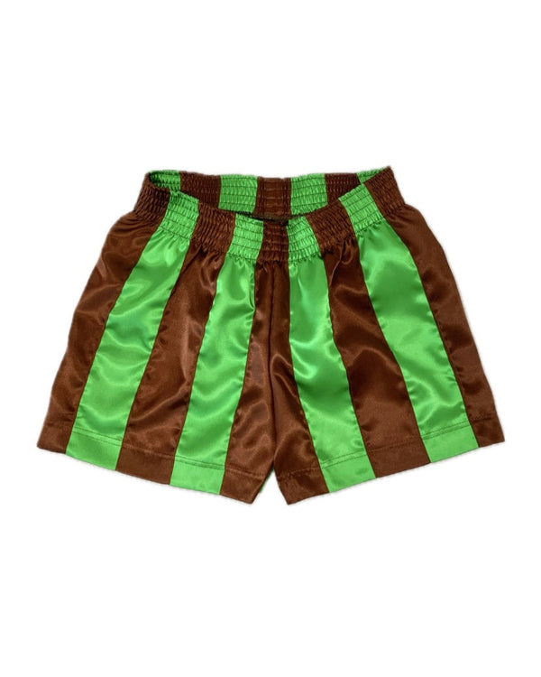STRIPE RIBBON SHORTS BROWN/GREEN-Adam Jones-APOC STORE