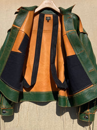 Green/Tan Leather Jacket:-Jetpack Hom(m)e-APOC STORE