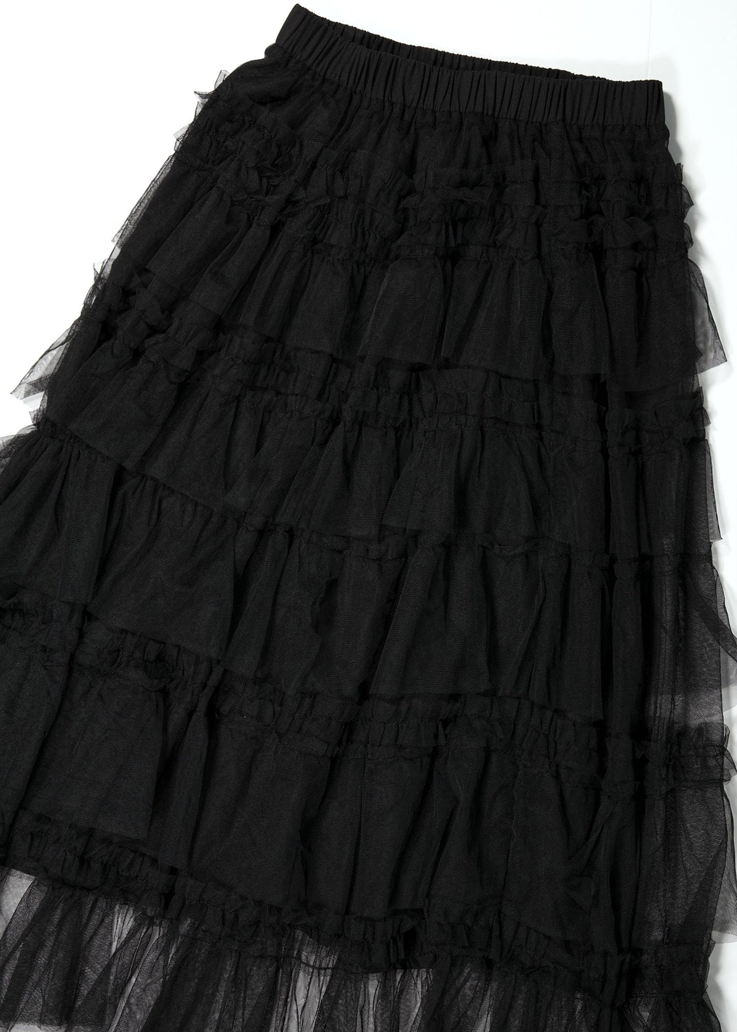 TULLE TIERED LONG SKIRT - BLACK-SAENGIN STUDIOS-APOC STORE