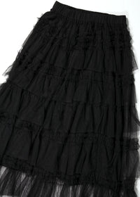 TULLE TIERED LONG SKIRT - BLACK-SAENGIN STUDIOS-APOC STORE
