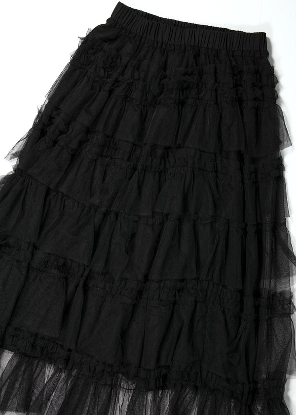 TULLE TIERED LONG SKIRT - BLACK-SAENGIN STUDIOS-APOC STORE