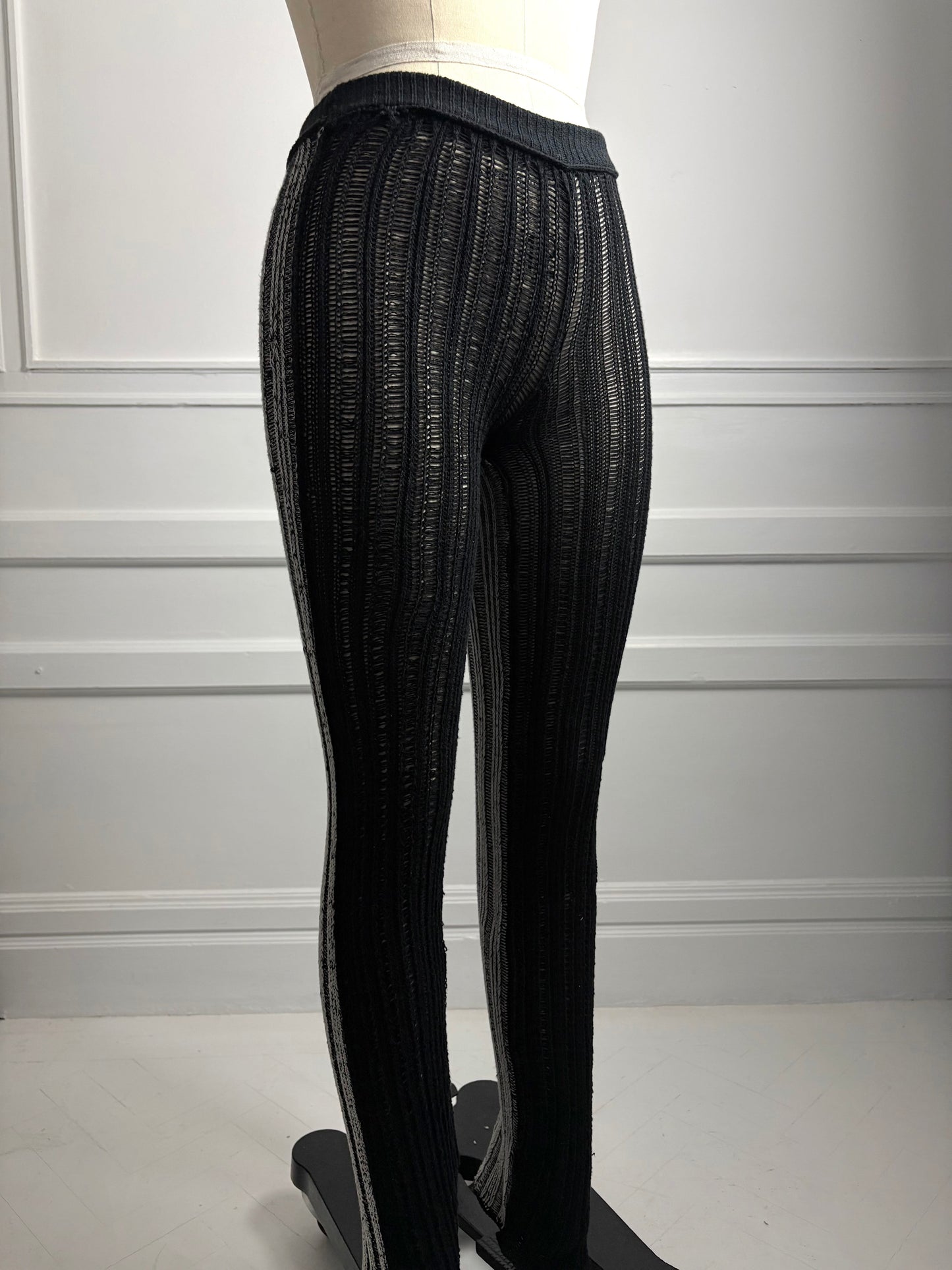 Two tone ribbed knit trousers-SANIA PARVEZ-APOC STORE