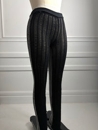 Two tone ribbed knit trousers-SANIA PARVEZ-APOC STORE