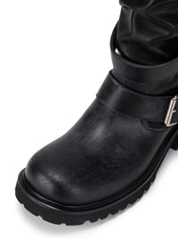 Beaded Cuff Western Boots -Black-EMPTY BEHAVIOR-APOC STORE