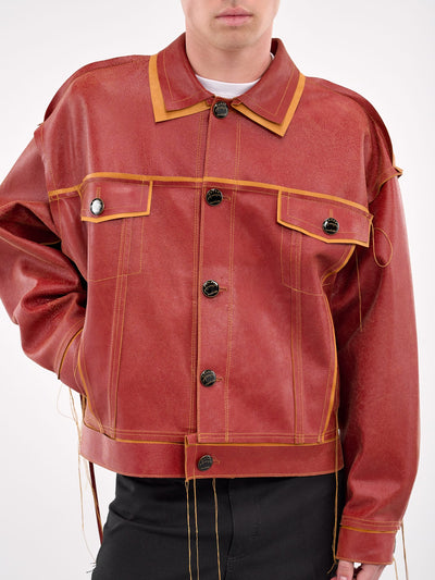 RED/Tan Leather Jacket-Jetpack Hom(m)e-APOC STORE