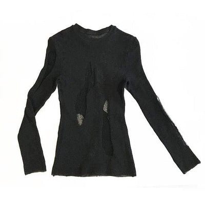 Black Drop Stitch Knit Top-Khanh Brice Nguyen-APOC STORE