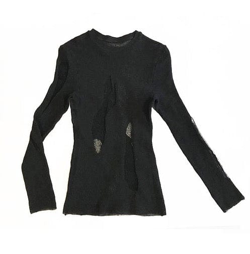 Black Drop Stitch Knit Top-Khanh Brice Nguyen-APOC STORE