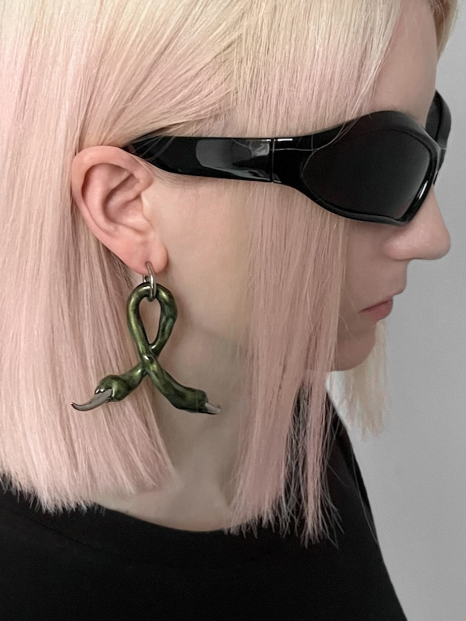 Green earrings with spikes-CASPER DIY-APOC STORE