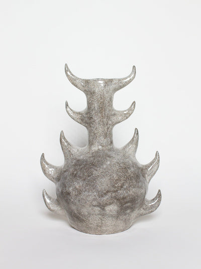 Grey glossy vase ten horns-Cléo SJölander-APOC STORE