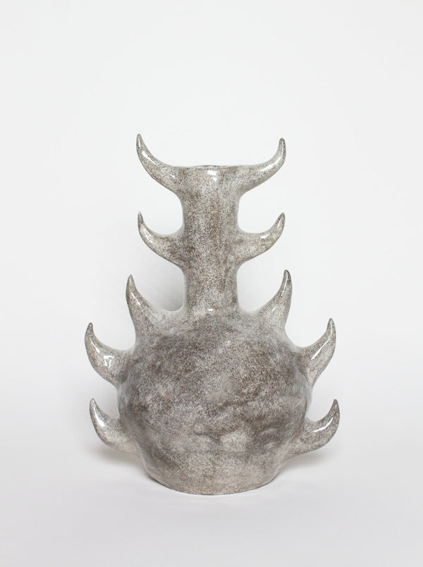 Grey glossy vase ten horns-Cléo SJölander-APOC STORE