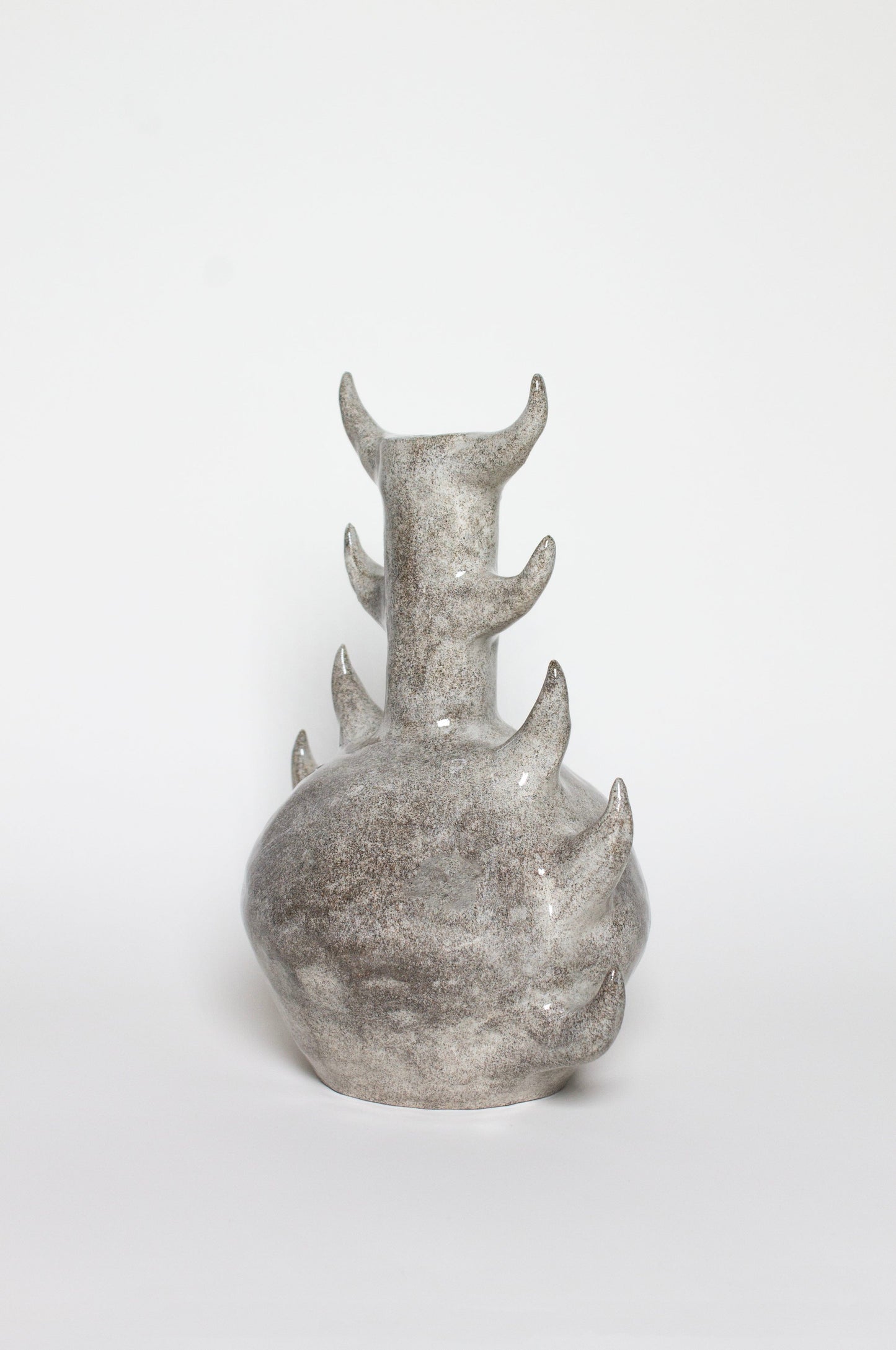 Grey glossy vase ten horns-Cléo SJölander-APOC STORE