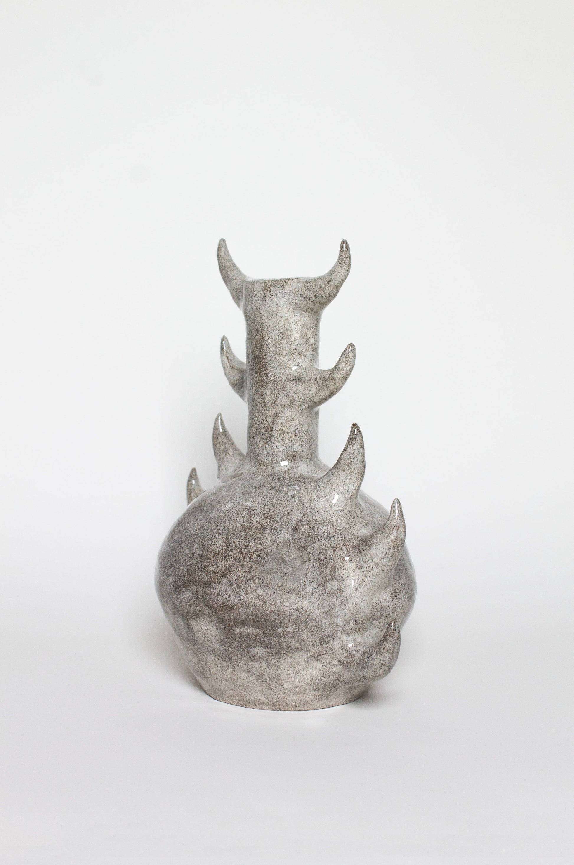 Grey glossy vase ten horns-Cléo SJölander-APOC STORE