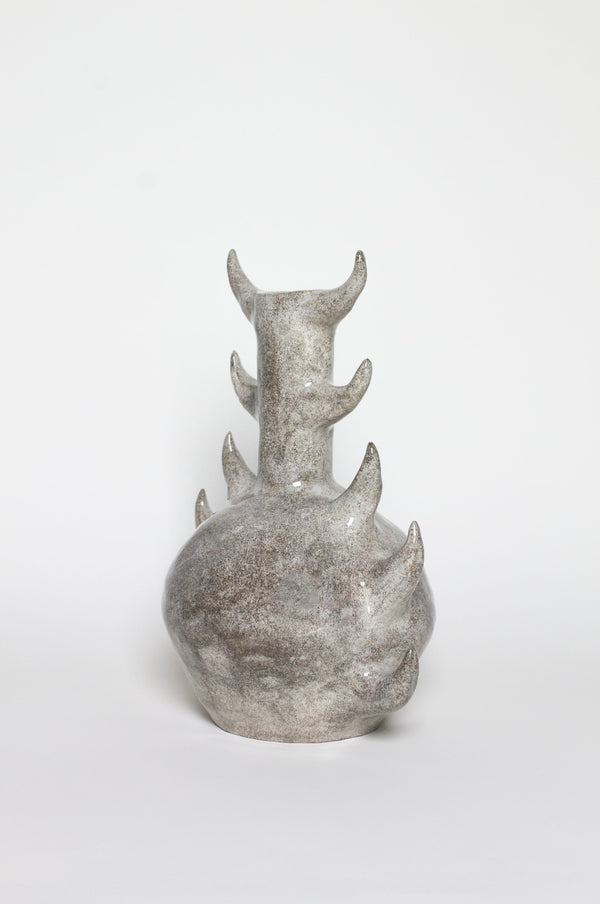 Grey glossy vase ten horns-Cléo SJölander-APOC STORE