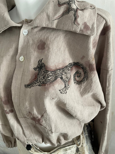 spirit animal linen jacket-Snake Divine-APOC STORE