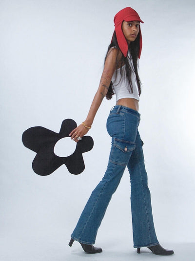 Flower Tote Bag in Black-Olivia Nash-APOC STORE