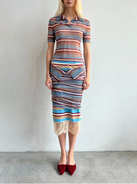 Lace-Trimmed Cotton Knit Skirt-Nastyamasha-APOC STORE