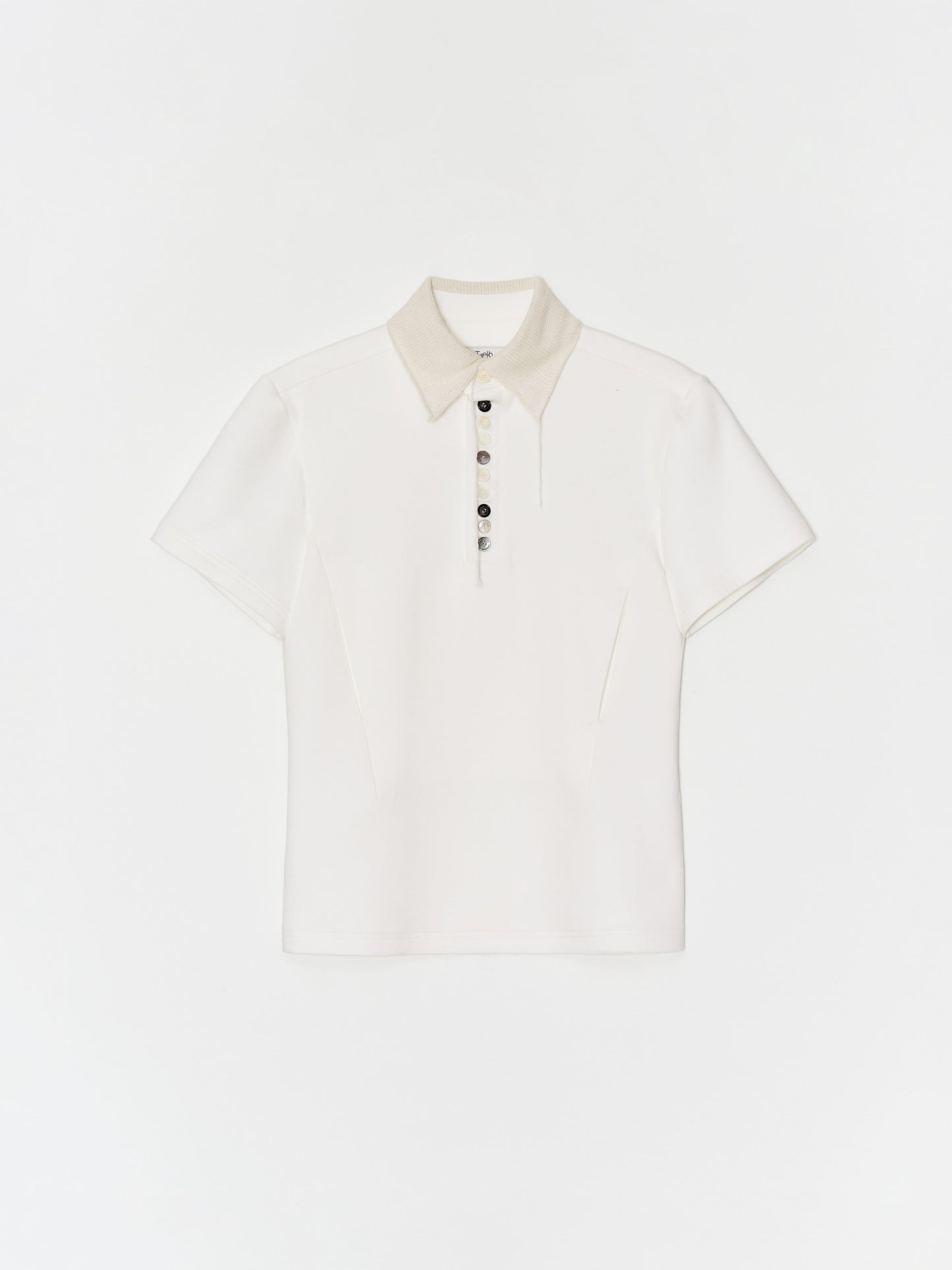 Button work Polo shirt 001 _ White-Taekh-APOC STORE