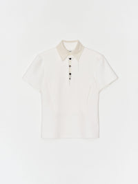 Button work Polo shirt 001 _ White-Taekh-APOC STORE
