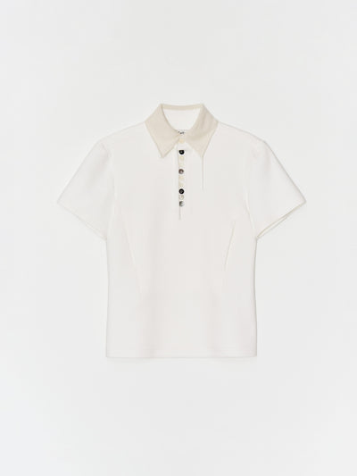 Button work Polo shirt 001 _ White-Taekh-APOC STORE