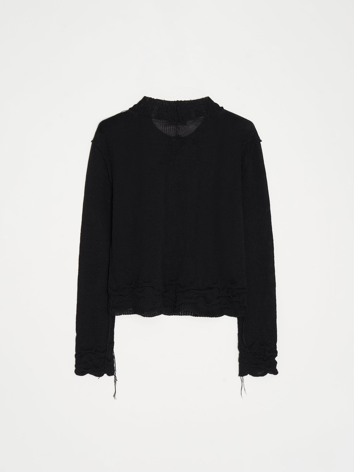 Hand Distressed collar knit001 - Black-Taekh-APOC STORE