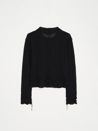 Hand Distressed collar knit001 - Black-Taekh-APOC STORE