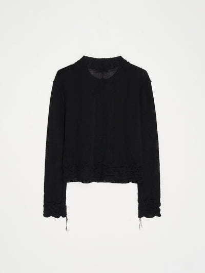 Hand Distressed collar knit001 - Black-Taekh-APOC STORE