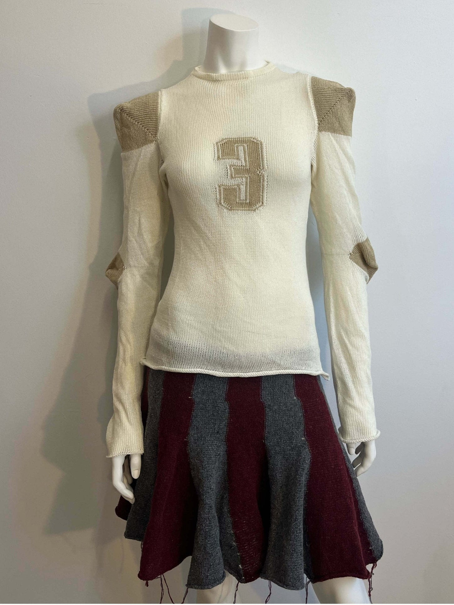 Cotton football jersey knit jumper cream-Lilies of the Valley-APOC STORE