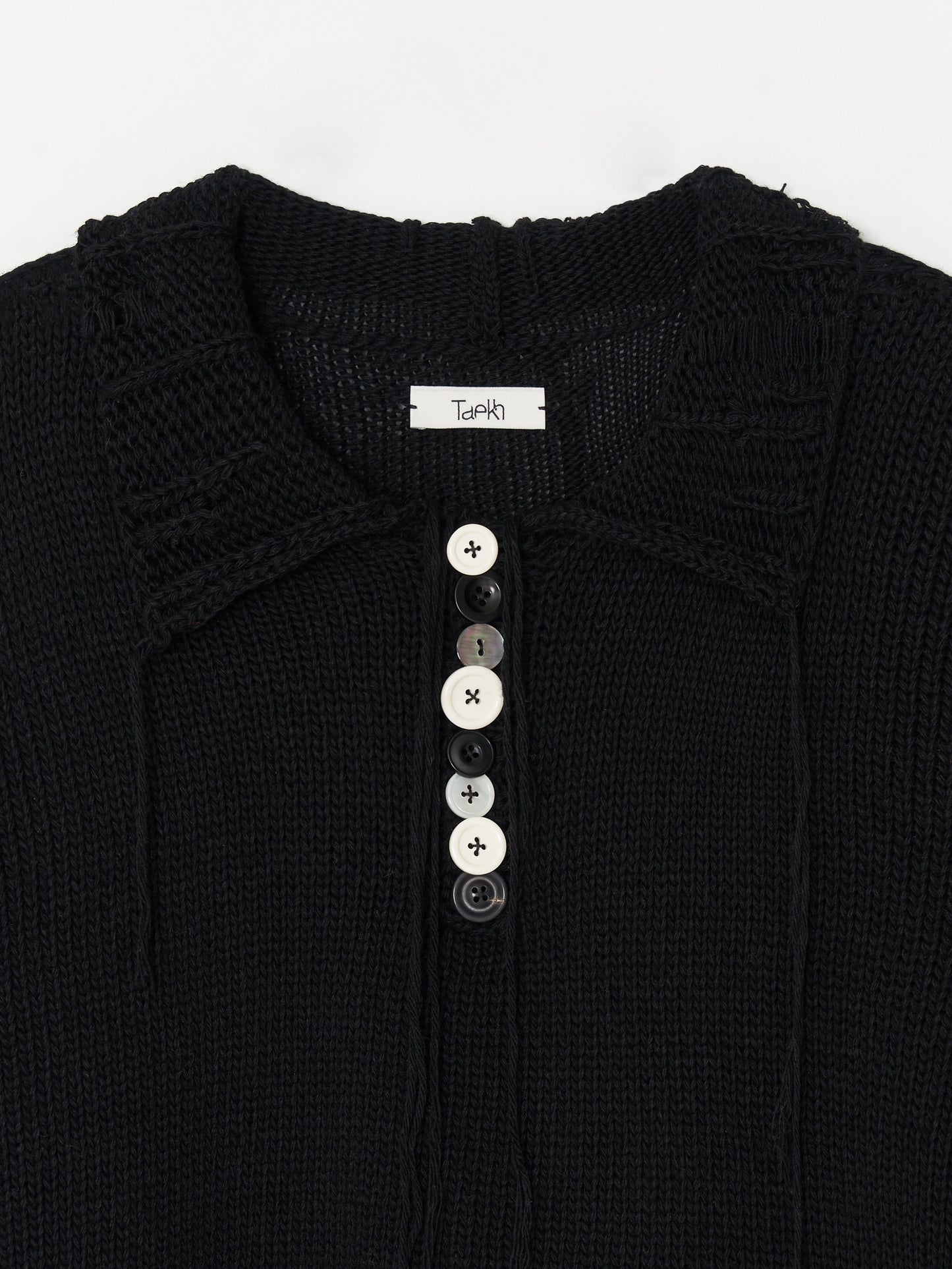 Hand Disstressed Collar Cashmere Knit 002_ Black-Taekh-APOC STORE
