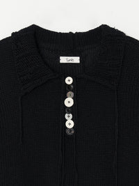 Hand Disstressed Collar Cashmere Knit 002_ Black-Taekh-APOC STORE