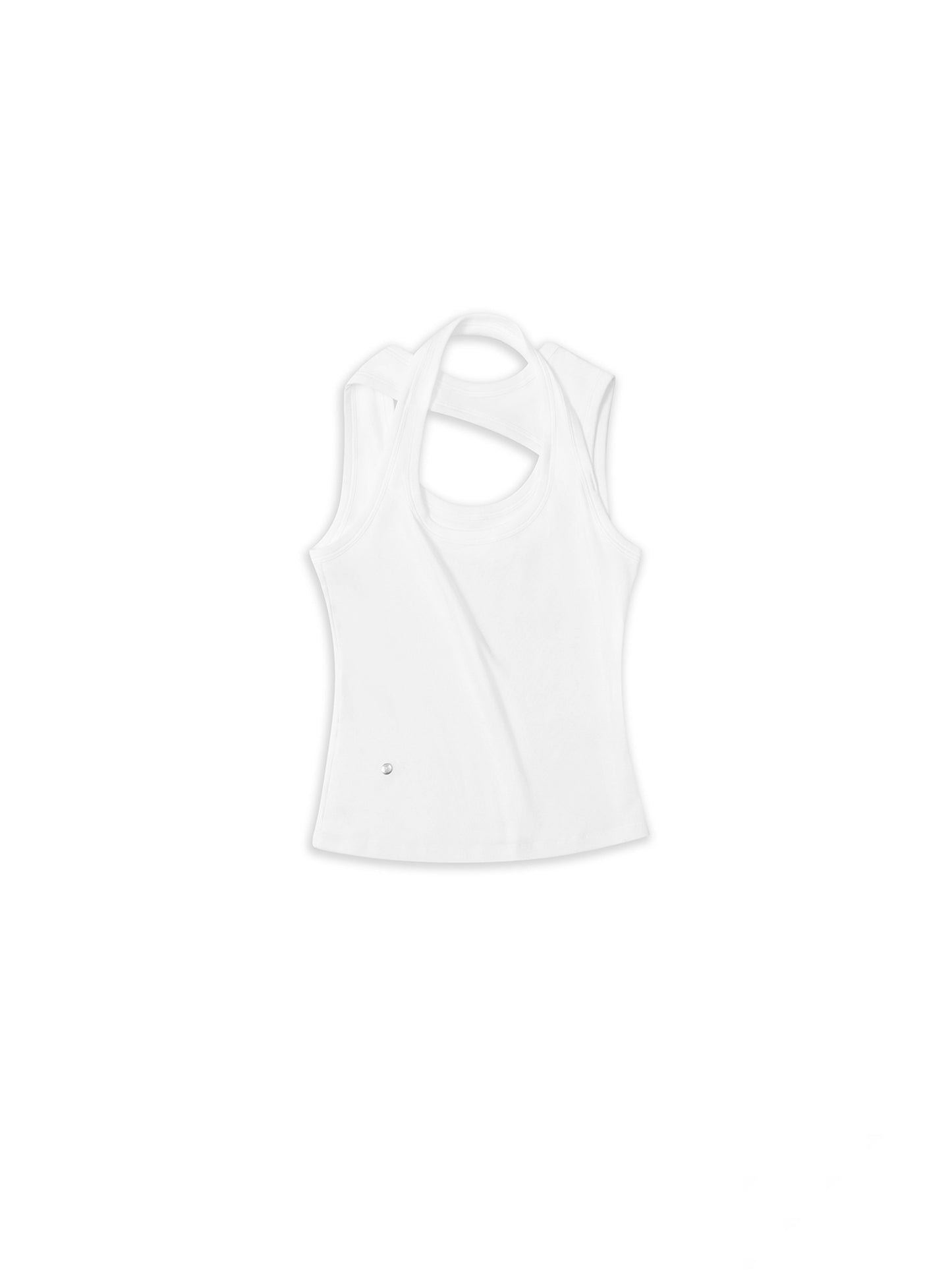 White Asymmetric Wrap Deconstructed Tank-TRINITE Studio-APOC STORE