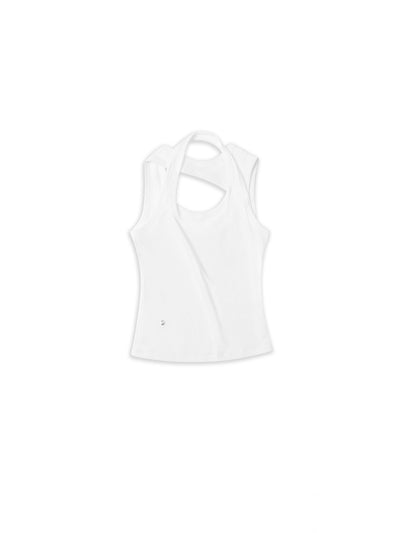 White Asymmetric Wrap Deconstructed Tank-TRINITE Studio-APOC STORE